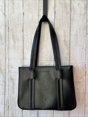 Vintage Cole Haan Black Leather Structured Tote Shoulder Bag